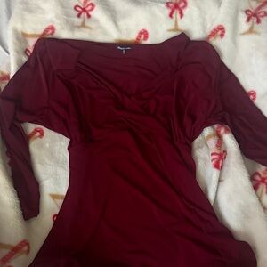 Charlotte Russe Deep Red Long Sleeve Midi Dress